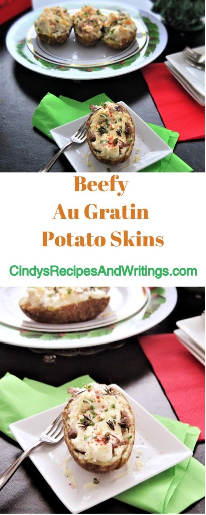 Beefy Au Gratin Potato Skins