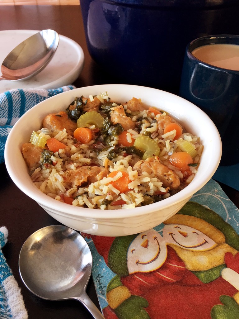 Chicken Sausage and Rice Soup 