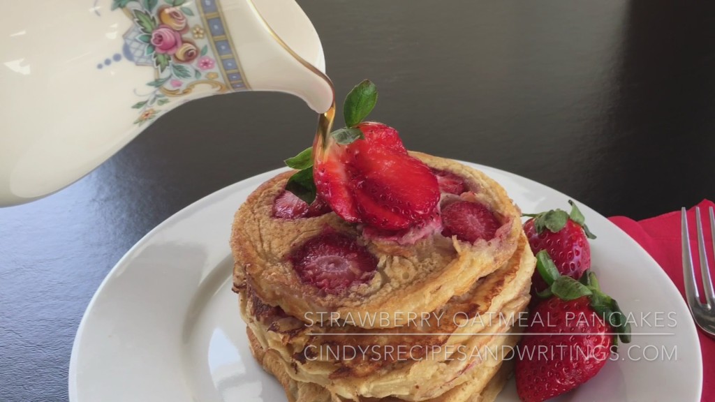 Strawberry Oatmeal Pancakes