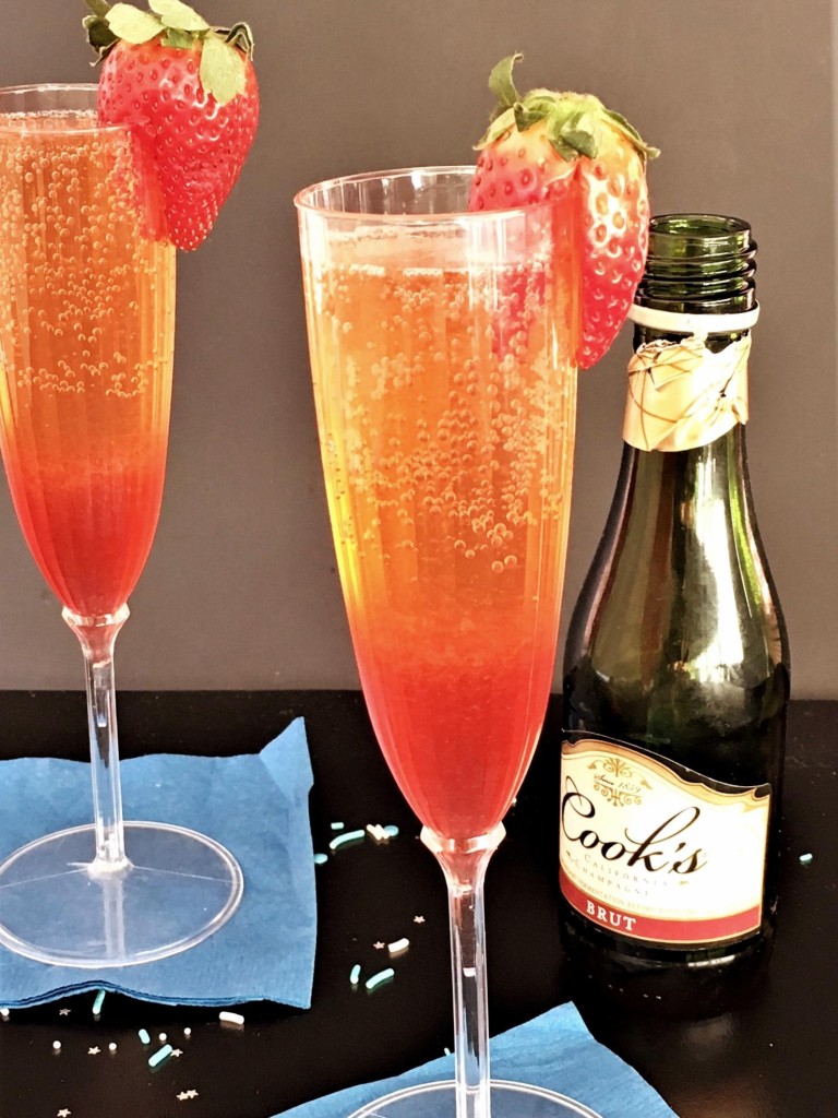 Strawberry Ginger Champagne Cocktail glasses