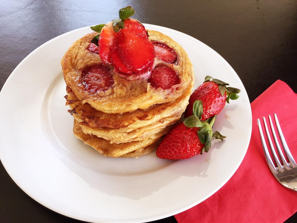 Strawberry Oatmeal Pancakes