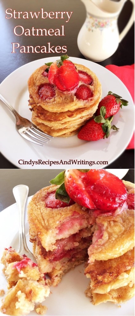 Strawberry Oatmeal Pancakes 