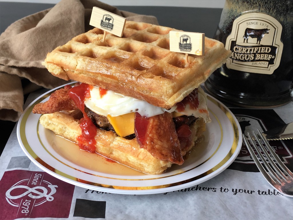 Breakfast Burger Waffle Sandwich