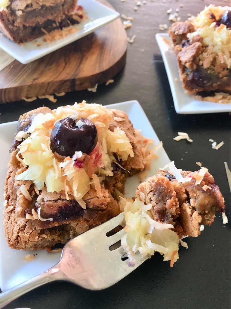 Coconut Cherry Pineapple Blondies