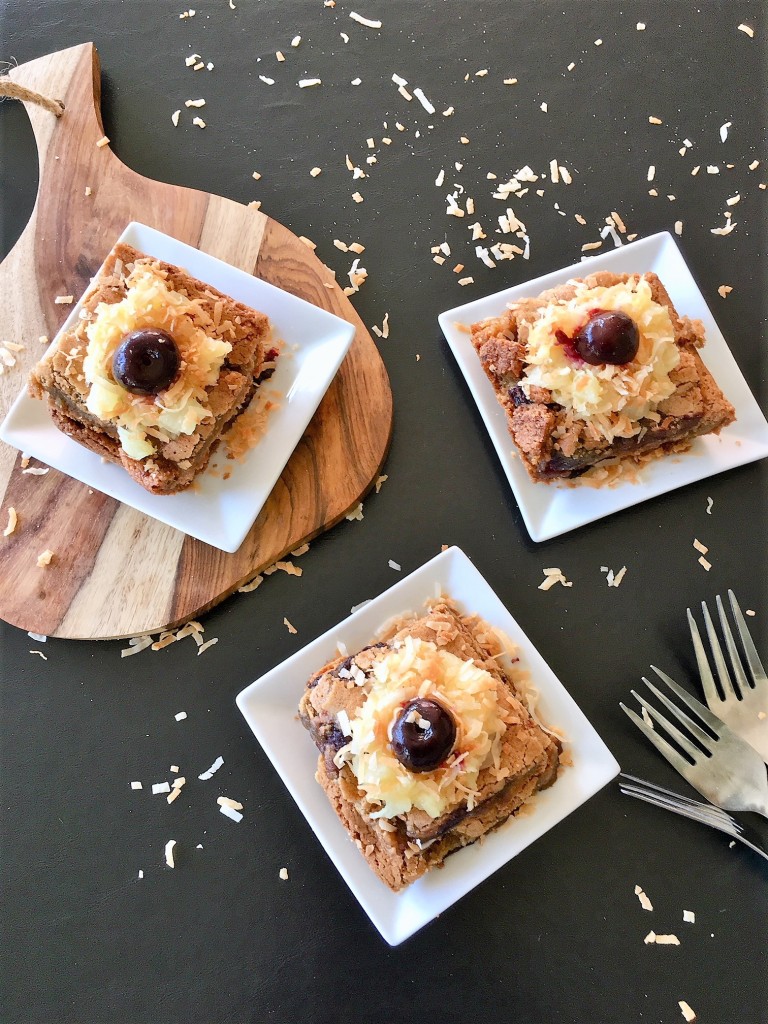 Coconut Cherry Pineapple Blondies