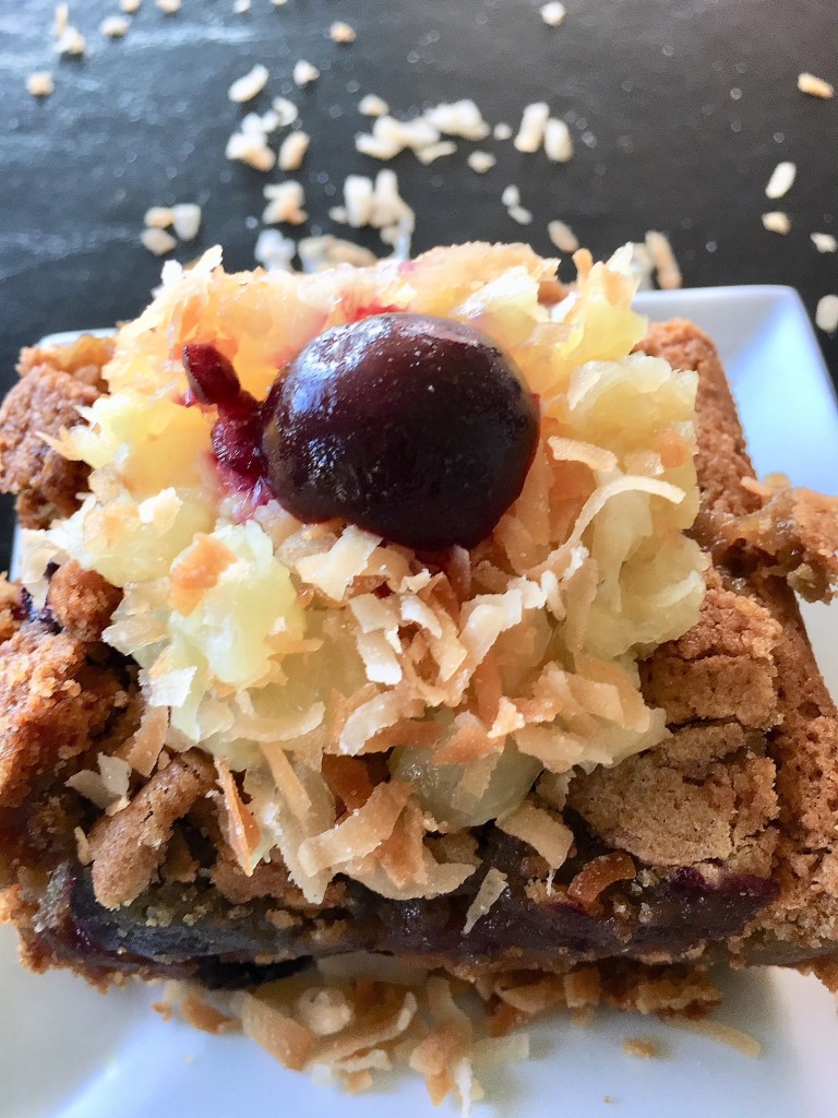 Coconut Cherry Pineapple Blondies