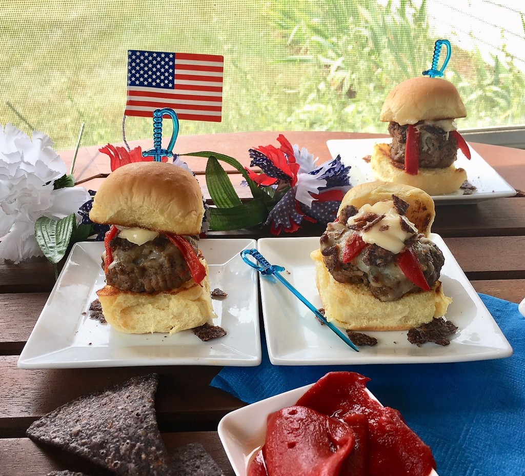 Red White and Blue Burger Bites