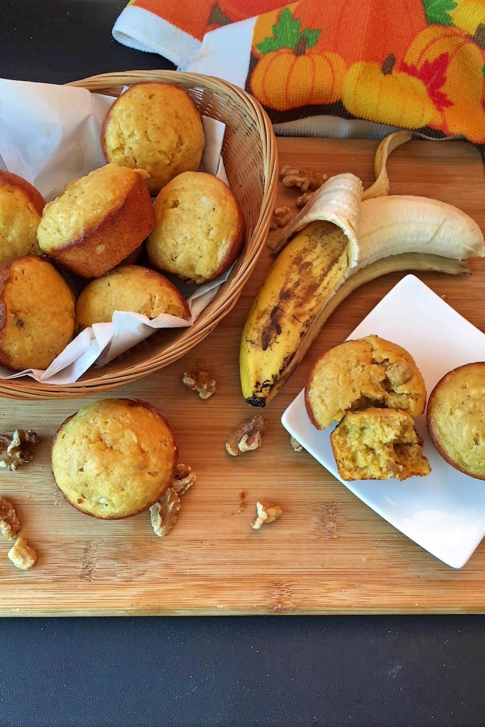 Pumpkin Banana Walnut Muffins 