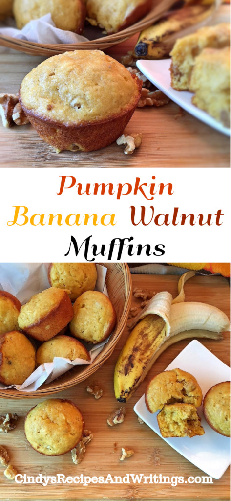 Pumpkin Banana Walnut Muffins