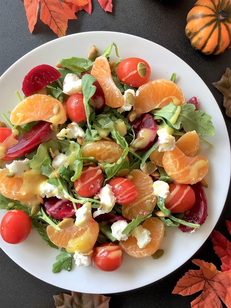 clementine beet goat cheese salad close