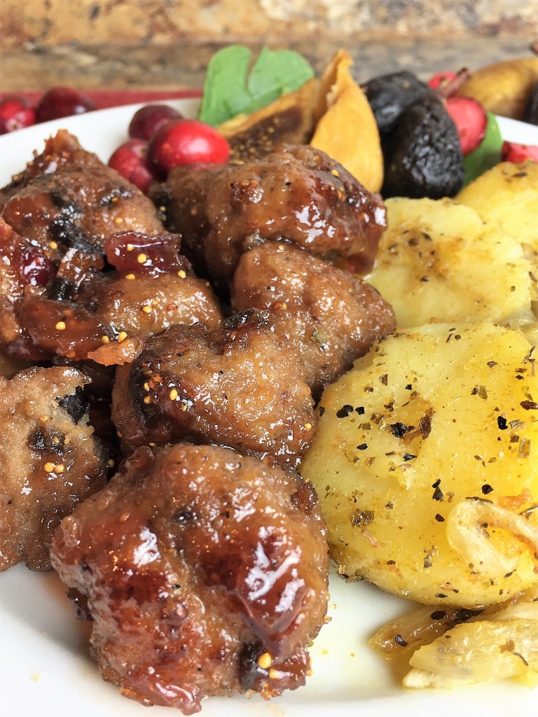 Fig and Cranberry Glazed Turkey Meatballs