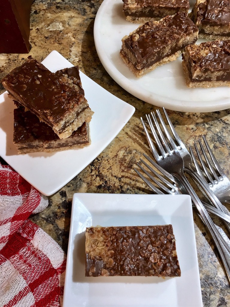 Mint Chocolate Peanut Butter Oatmeal Bars