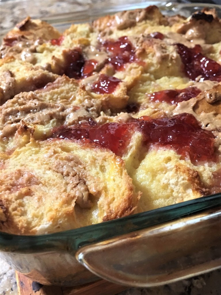 Peanut Butter and Jelly Bread Pudding