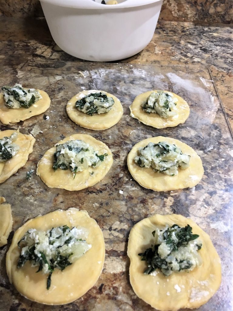 Fill Spinach pierogies