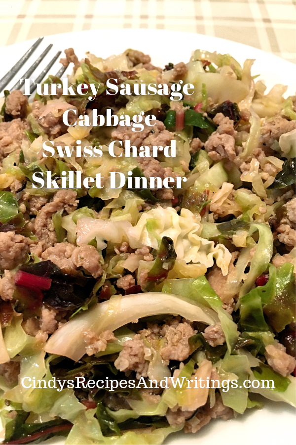 Turkey Sausage Cabbage Swiss Chard Skillet Dinner