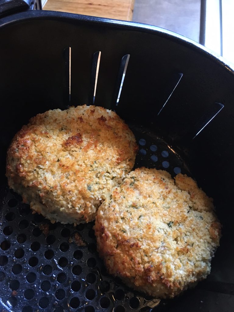 Air Fryer Salmon Cakes basket