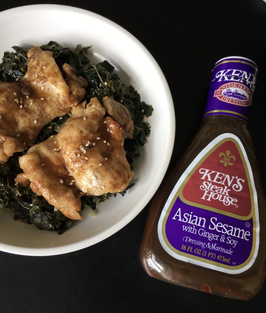 Asian Style Chicken Thighs with Sauteed Kale