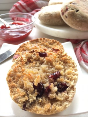 Cranberry English Muffins #BreadBakers