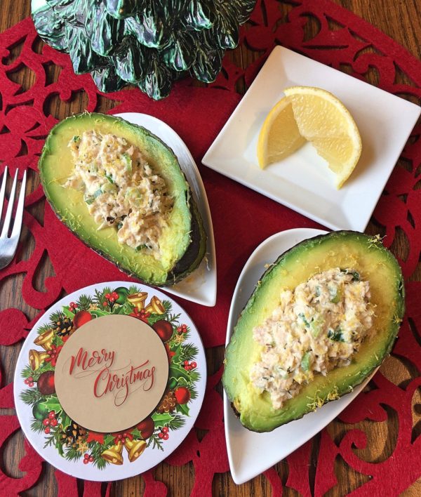 Spicy Salmon Salad Stuffed Avocados - Cindy's Recipes and Writings